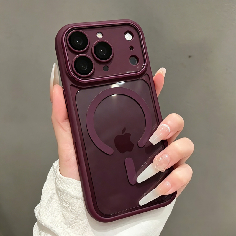 Clear Shockproof Bumper Case - iPhone 18、17、16、15、14、13、12 Pro Max用、高級感のあるアーマーバンパー、透明磁石内蔵ケース、MagSafe対応、耐衝撃、透明ハイブリッドカバー。